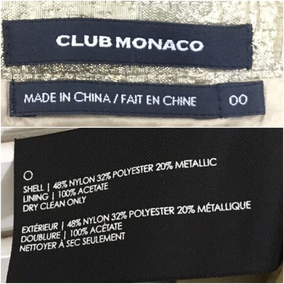 Club Monaco Gold Skirt Mini Pleated Brocade Skater Pockets Lined Side Zip Sz 00 - Picture 10 of 13